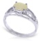 0.45 Carat 14K Solid White Gold Filigree Ring Natural Opal