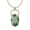 Certified 14.38 Ctw Green Amethyst And Diamond I1/I2 10K Yellow Gold Pendant