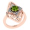 0.82 Ctw I2/I3 Peridot And Diamond 10K Rose Gold Filigree Anniversary Ring