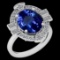 5.65 Ctw VS/SI1 Tanzanite And Diamond 10K White Gold Vintage Style Ring