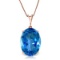 14K Solid Rose Gold Necklace with Oval Blue Topaz