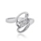 Certified 14K White Gold Swirl Two-Stone Diamond Ring 0.12 CTW