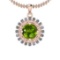 2.40 Ctw Peridot And Diamond I2/I3 14K Rose Gold Necklace