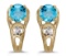 Certified 14k Yellow Gold Round Blue Topaz And Diamond Earrings