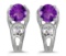 Certified 14k White Gold Round Amethyst And Diamond Earrings