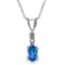 0.46 Carat 14K Solid White Gold Ball In Court Blue Topaz Diamond Necklace