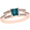 0.93 Ctw I2/I3 Treated Fancy Blue And White Diamond Platinum 14K Rose Gold Plated Ring