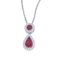 Certified 14k White Gold Ruby and Diamond Dangle Pendant 0.18 CTW