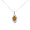 Certified 10k White Gold Oval Citrine And Diamond Pendant 0.66 CTW