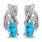 Certified 14k White Gold Oval Blue Topaz And Diamond Earrings