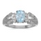 Certified 14k White Gold Oval Aquamarine And Diamond Ring 0.57 CTW