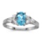Certified 14k White Gold Oval Blue Topaz And Diamond Ring