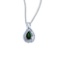 Certified 14k White Gold Pear Emerald and Diamond Pendant