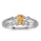 Certified 10k White Gold Oval Citrine Ring