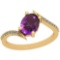 0.87 Ctw Amethyst And Diamond I2/I3 14K Yellow Gold Vintage Style Ring