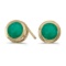 Certified 14k Yellow Gold Round Emerald Bezel Stud Earrings