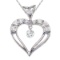 Certified 14K White Gold Dashing Diamond Heart Pendant
