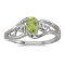 Certified 14k White Gold Oval Peridot And Diamond Ring 0.41 CTW
