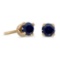 Certified 3 mm Petite Round Genuine Sapphire Stud Earrings in 14k Yellow Gold 0.18 CTW