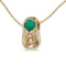Certified 10k Yellow Gold Round Emerald Baby Bootie Pendant