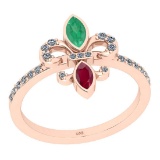 0.38 Ctw I2/I3 Multi Stone And Diamond 14K Rose Gold Engagement Ring