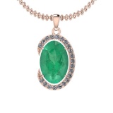 4.23 Ctw Emerald And Diamond I2/I3 14K Rose Gold Victorian Pendant