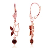 14K Solid Rose Gold Butterfly Earrings with Garnets