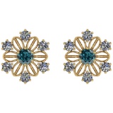 1.02 Ctw I2/I3 Treated Fancy Blue And White Diamond 14K Yellow Gold Stud Earrings