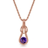 14K Solid Rose Gold Necklace with Natural Purple Amethyst