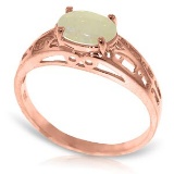14K Solid Rose Gold Filigree Ring with Natural Opal