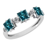 1.46 Ctw I1/I2 Treated Fancy Blue And White Diamond Platinum Ring