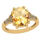 3.59 Ctw I2/I3 Citrine And Diamond 10K Yellow Gold Victorian Style Ring