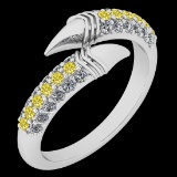 0.45 Ctw SI2/I1 Treated Fancy Yellow And White Diamond 14K White Gold Creature Style Ring