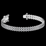 1.50 Ctw SI2/I1 Diamond 14K White Gold 2 Row Bracelet