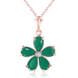 2.22 CTW 14K Solid Rose Gold Necklace Natural Emerald Diamond
