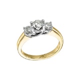 Certified 14k Yellow Gold 1.00 Ct Three Stone Trellis Diamond Ring