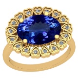 4.62 Ctw VS/SI1 Tanzanite And Diamond Platinum 14K Yellow Gold Plated Vintage Style Ring