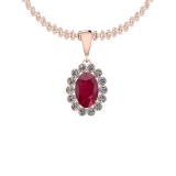 5.68 Ctw Ruby And Diamond SI2/I1 14K Rose Gold Pendant