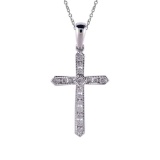 Certified 14K White Gold Diamond Cross Pendant