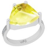 5.55 Ctw I2/I3 Lemon Topaz And Diamond 10K White Gold Ring