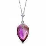 9.5 CTW 14K Solid White Gold Necklace Pointy Briolette Drop Amethyst