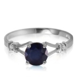 1.02 Carat 14K Solid White Gold Laughter To Express Sapphire Diamond Ring
