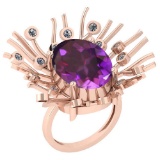 8.49 Ctw VS/SI1 Amethyst And Diamond 14k Rose Gold Victorian Style Ring