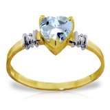 0.98 Carat 14K Solid Gold Ring Natural Aquamarine Diamond