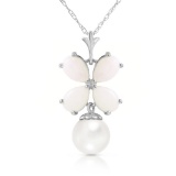 3 CTW 14K Solid White Gold Kralice Opal pearl Necklace