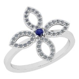 0.38 Ctw I2/I3 Blue Sapphire And Diamond 14K White Gold Ring