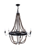 Large Rope Pendant Lamp - 8 Bulbs