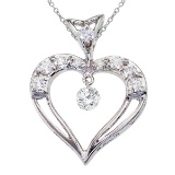 Certified 14K White Gold Dashing Diamond Heart Pendant