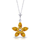 1.4 Carat 14K Solid White Gold Cheer In My Heart Citrine Necklace