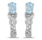 Certified 14k White Gold Oval Aquamarine And Diamond Earrings